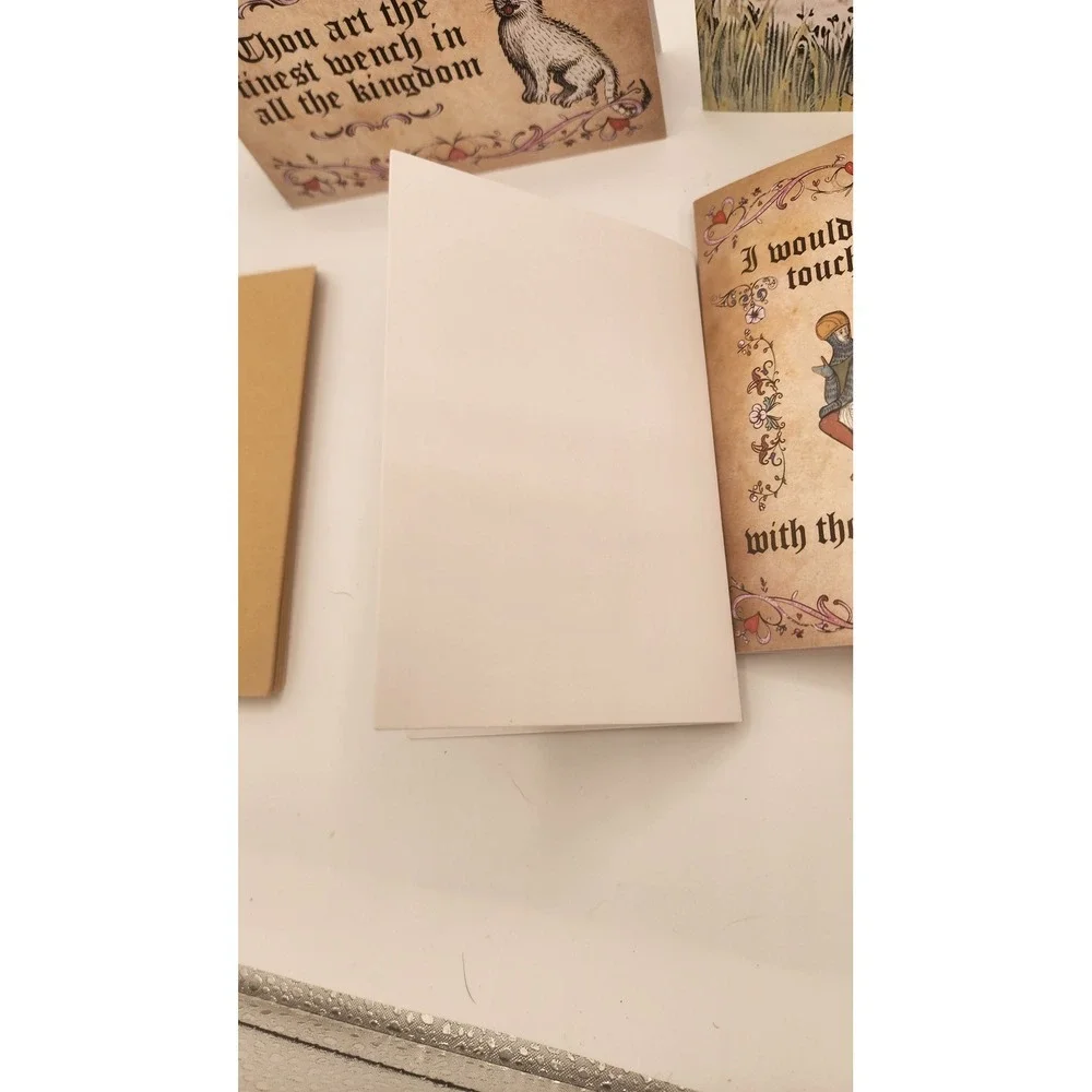 Set of 6 Medieval Valentine Greeting Cards Funny Renaissance Humor w/ Envelopes